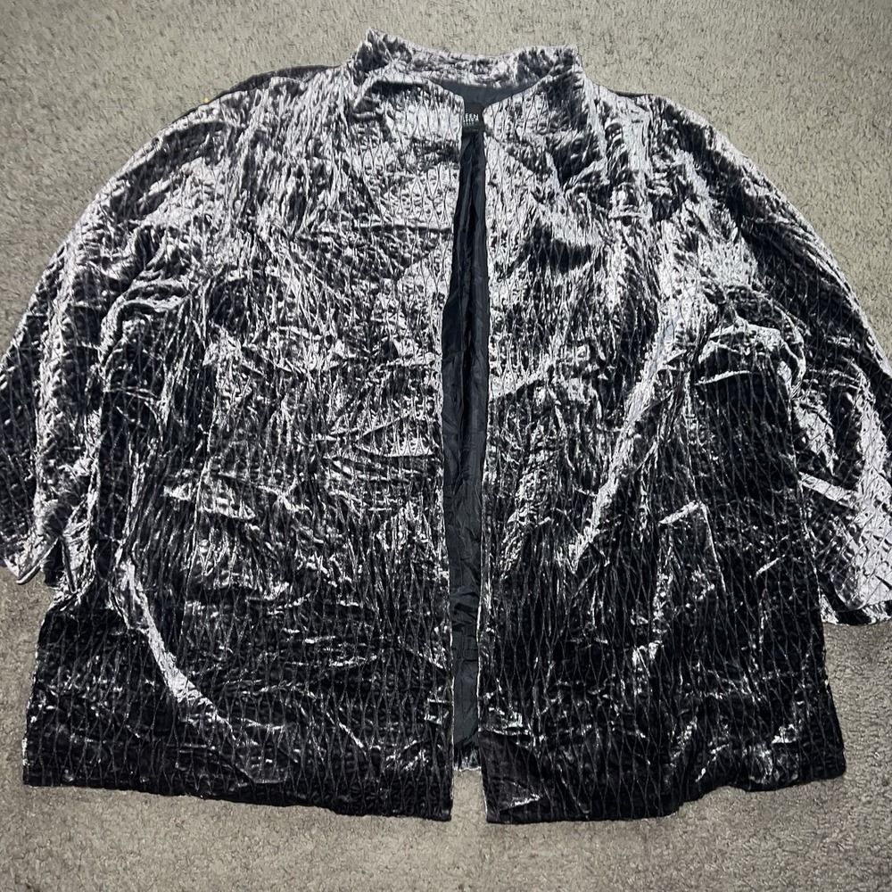 Eileen Fisher Womens 2X Gray Quilted Velvet Lattice Jacket